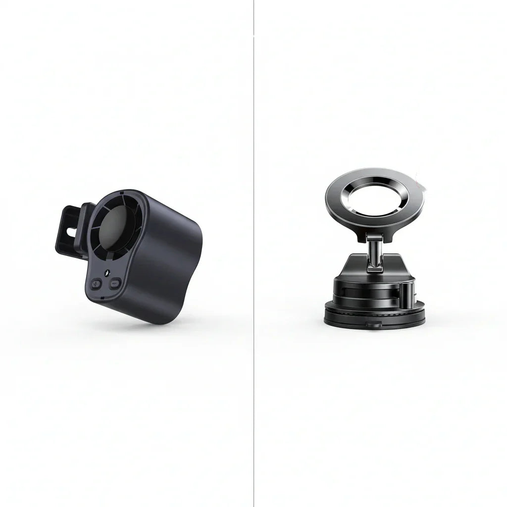 Hands-Free USB Personal Fan – Car Vent & Desk Clip, LED Display, Quiet (<36dB)