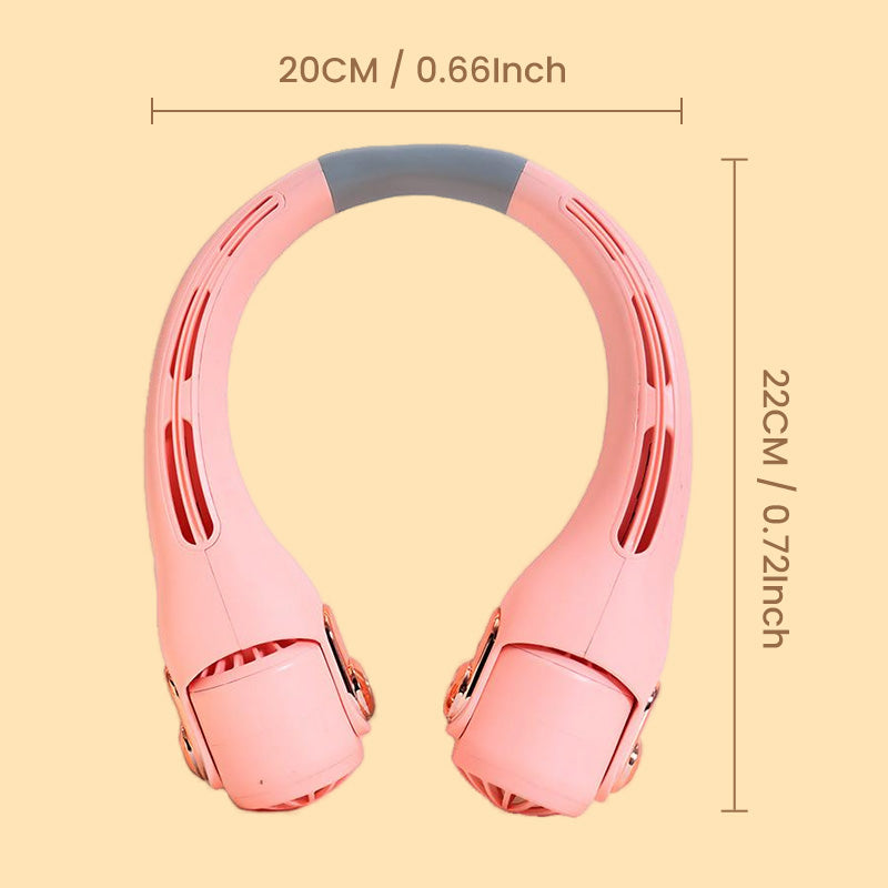Portable Neck Fan – Quiet, 360° Rotation, Long Battery Life (White/Pink)