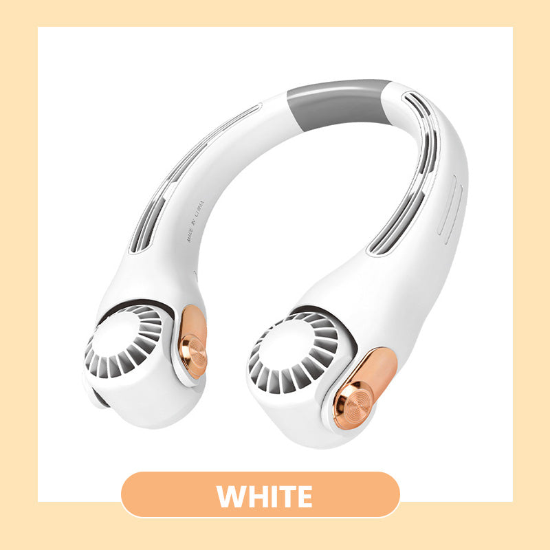 Portable Neck Fan – Quiet, 360° Rotation, Long Battery Life (White/Pink)