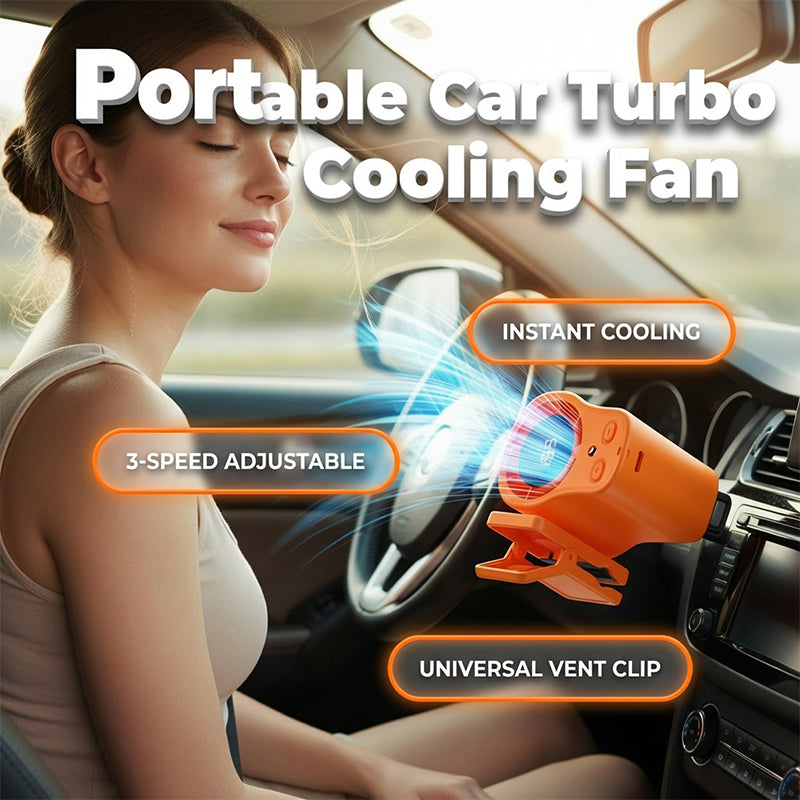 Hands-Free USB Personal Fan – Car Vent & Desk Clip, LED Display, Quiet (<36dB)